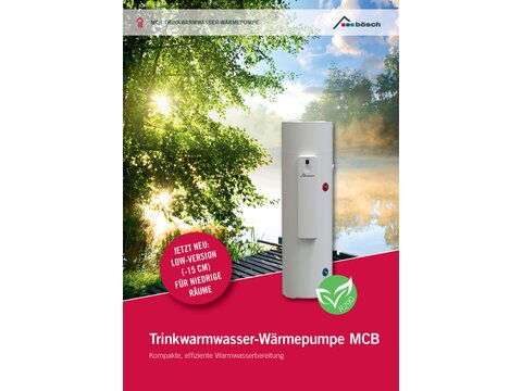 Titelbild des Prospektes für die Trinkwarmwasser-Wärmepumpe MCB