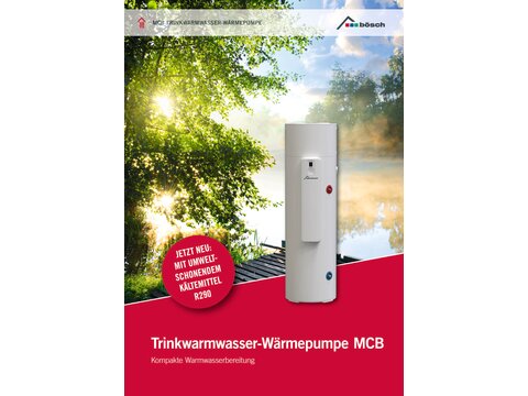 Titelbild des Prospektes für die Trinkwarmwasser-Wärmepumpe MCB