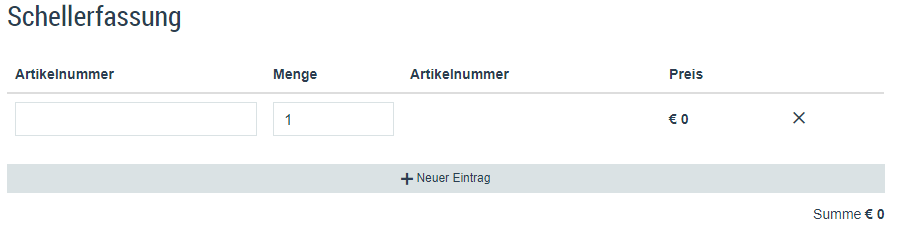 Artikelnummer eingeben und Produkt einfügen zum Warenkorb hinzufügen