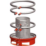 3D-Illustration der Ringe mit einem Teil des Wellrohrregisters
